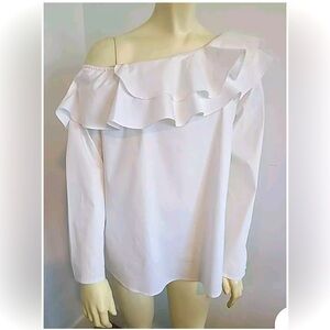 Calvin Klein size medium off one shoulder white blouse. Gently used.